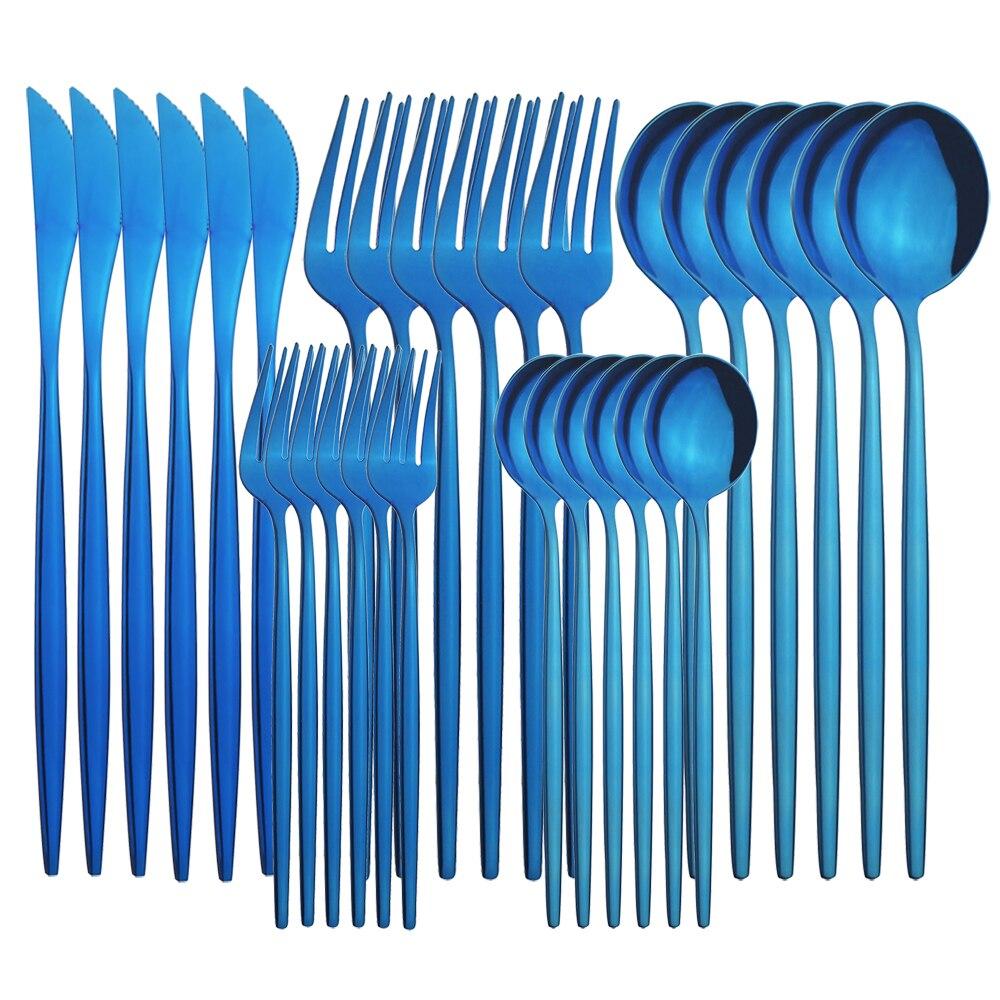 30 шт./6 компл. столовая посуда золотые ножи вилка десерт кофейные чайные ложки ложки набор столового серебра столовые приборы из нержавеющей стали кухонная посуда