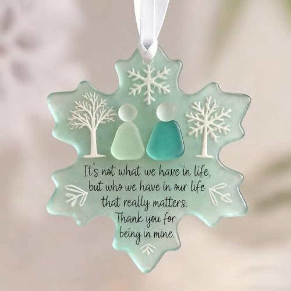 2D Flat Friendship Snowflake Handcrafted Heart-Shaped Christmas Emotional Quote Pendant Hanging Acrylic