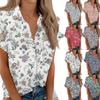Women's Short Sleeved Shirt, Daily Fashion Printed Button Top, Chest Pocket Cardigan