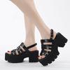 Fashion Black Chuky Heel Gladiator Sandals Platform Women Shoes Pumps Ankle Strap Open Toe Casual Shoes Cosplay Lolita Zapatos De Mujer