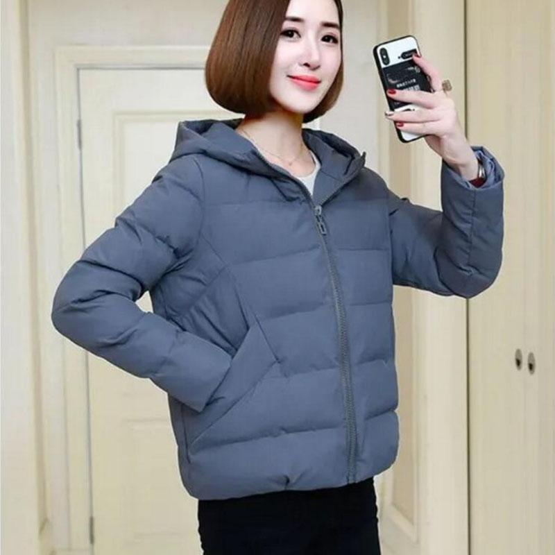 Solid Hooded Parka Coat Women Short Cotton-padded Coats Winter  Oversize Parka Jacket Thick Cotton Jacket Outwear