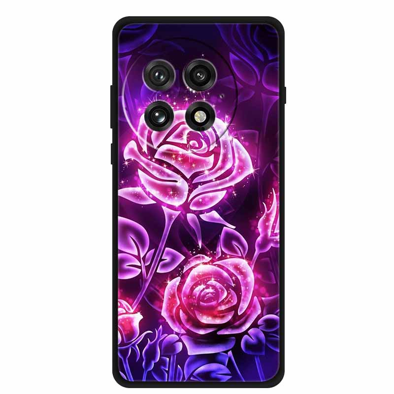 Чехол For OnePlus13 5G Чехол OnePlus 13R Черный Силиконовый Мягкий Цветок Модный ТПУ Задняя Крышка Для OnePlus13 13R Чехол Защитный Capa