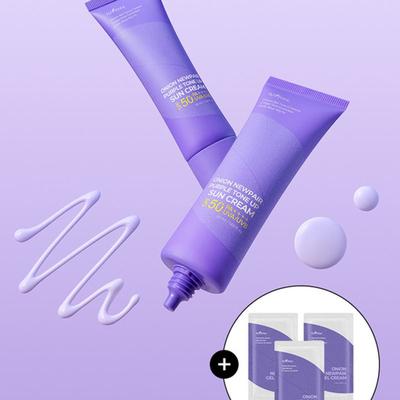 Солнцезащитный крем для лица Onion Newpair Purple Tone-Up 50 мл (включает 3 гелевых крема по 2 мл)