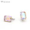Fashion Colorful Rectangular Crystal Drop Earrings For Women Wedding Jewelry Rose Gold Color Eardrop