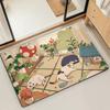 Fish Cat Cute Kawaii Door Mat Bath Microfiber Decorative Versatile Flannel Floor Mat Quick Dry Absorbent Non-slip Sole