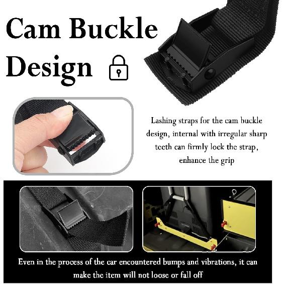 2PCS Cam Straps,11.8Ft Adjustable Lashing Straps with Buckles for Securing Gear,Maximum Load Capacity 300 lbs Kayak Strap for Roof Racks Car