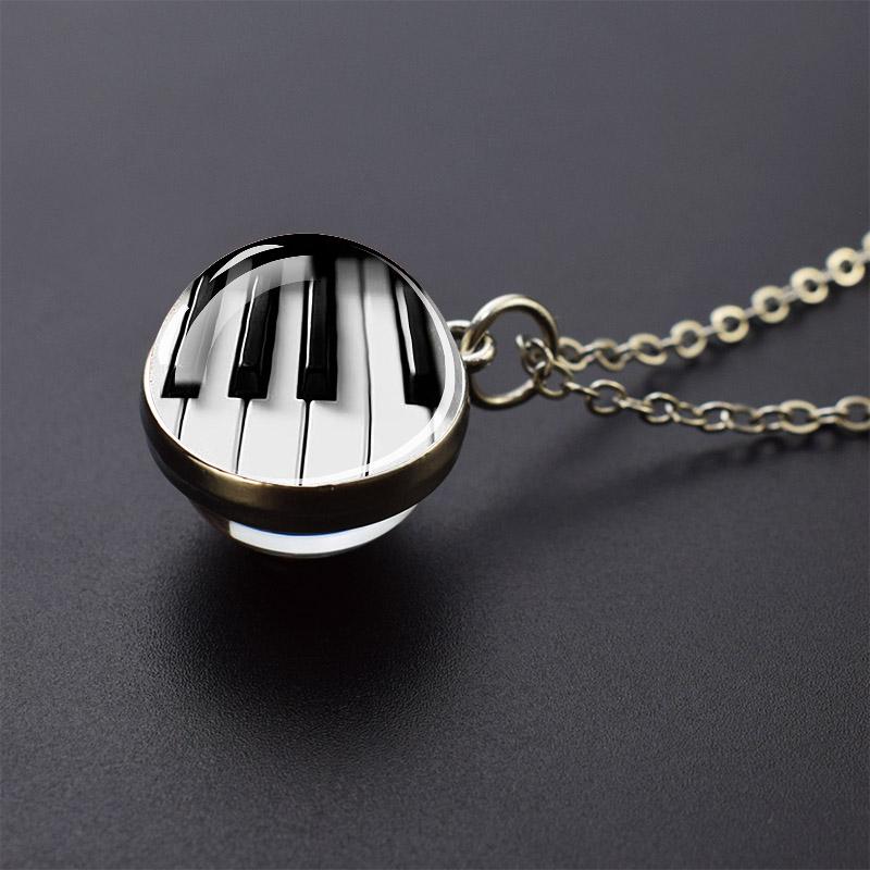 Ожерелья с музыкальными инструментами, фортепиано, гитара, кларнет, флейта, художественный стеклянный шар, кулон, музыкальная нота, ожерелье, женское музыкальное подарочное ювелирное изделие