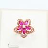 Exquisite New In Dazzling Fashion Ruby Large Flower Ring for Women Plated Rose Golden Wedding Engagement Zircon
