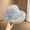 Модная шляпа рыбака с галстуком-бабочкой, женская, весенне-летняя, женские модели, солнцезащитная шляпа для бассейна, маленькая, с большими полями, солнцезащитная шляпа для лица