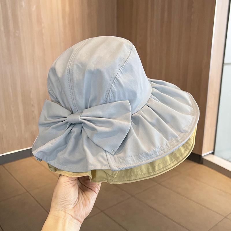 Модная шляпа рыбака с галстуком-бабочкой, женская, весенне-летняя, женские модели, солнцезащитная шляпа для бассейна, маленькая, с большими полями, солнцезащитная шляпа для лица
