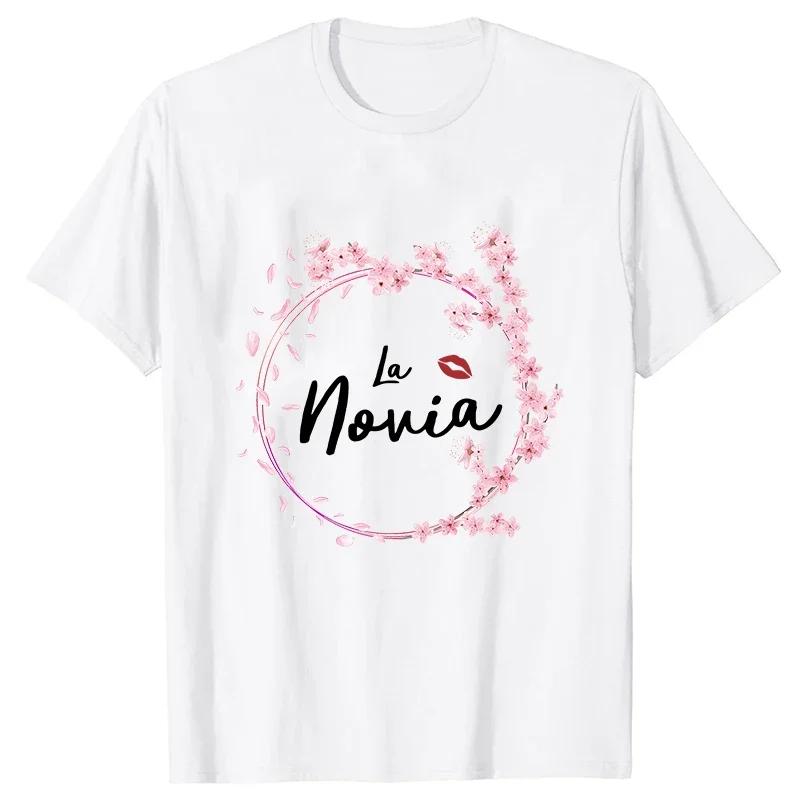 Spanish Team Bride Squad T-shirt Bachelorette Party Tshirt Bridal Wedding Future Bride To Be Tees Flowers Short Sleeved Tops