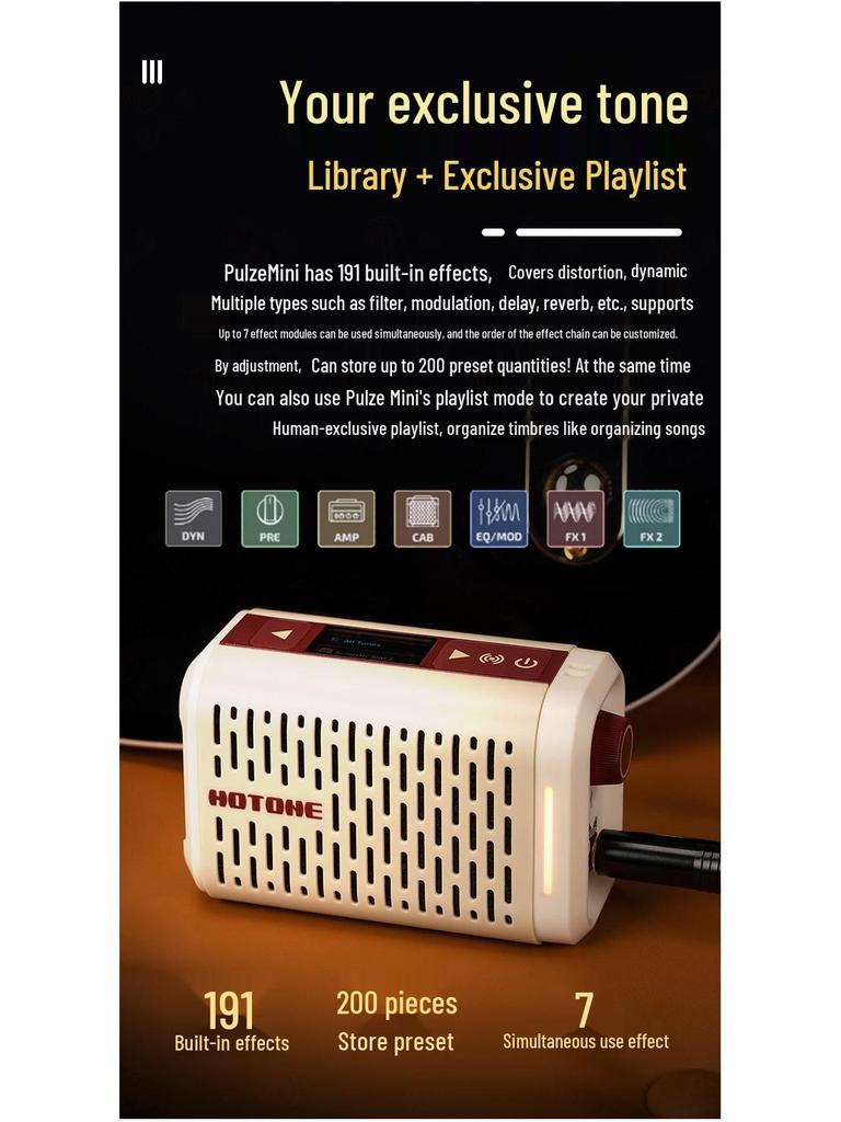 Hotone Pulze Mini Bluetooth Electric Guitar & Bass Amplifier/Speaker for Outdoor Performance