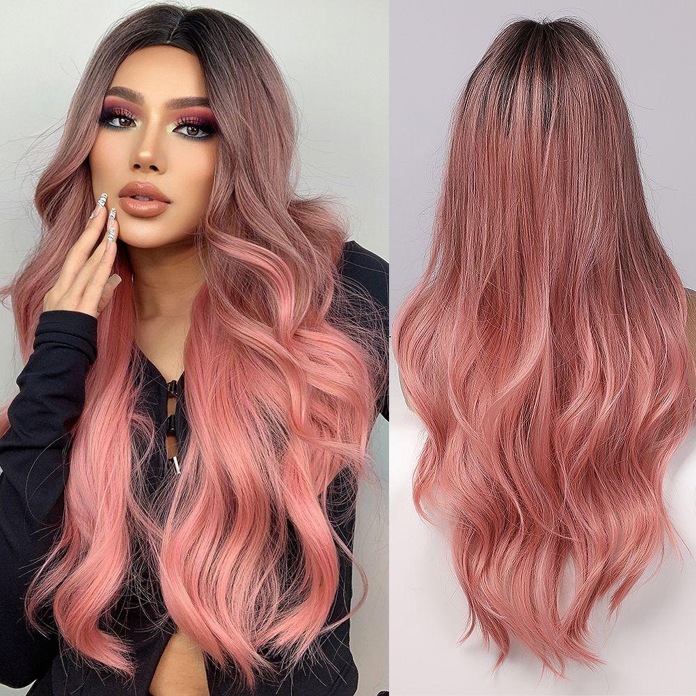 ALAN EATON Long Black Wavy Synthetic Wigs for Black Women Long Natural Wigs With Bangs Heat Resistant Daily Cosplay Fake Hair Wig