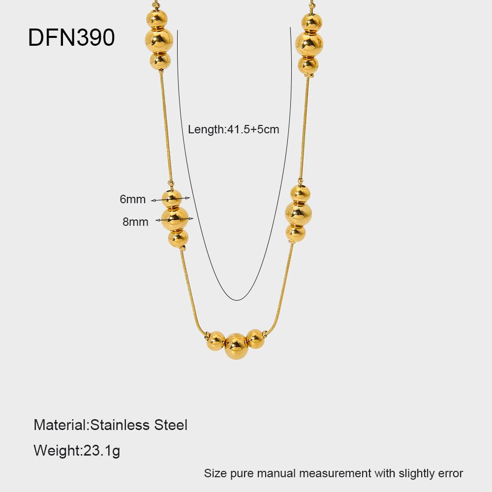 European and American ins minimalist size ball pendant necklace women's light luxury premium feeling plated 18k gold waterproof non-fading collarbone