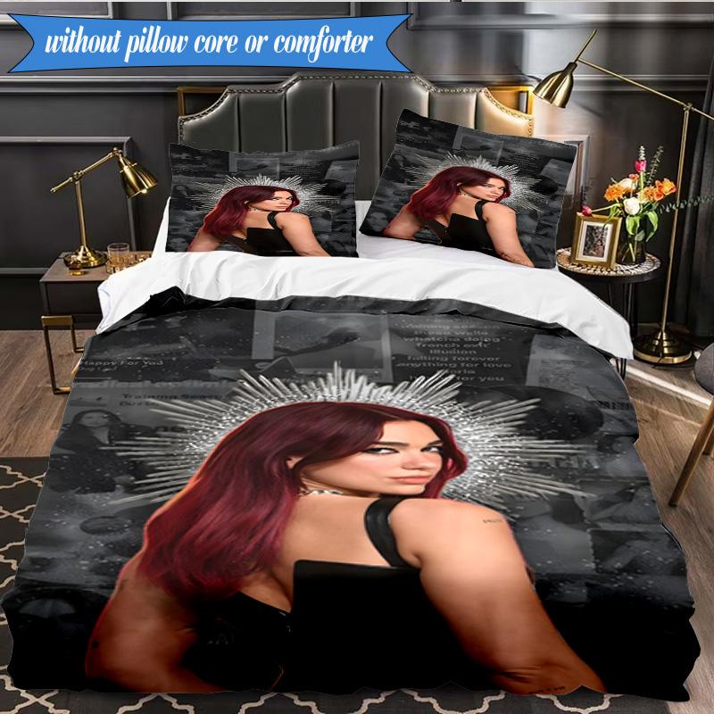 pop music Dua Lipa 3pcs K-pop music group Bedding set,Ideal for Bedroom, Dormitory,Including Duvet Cover And 2pcs Pillowcases,Fan gifts