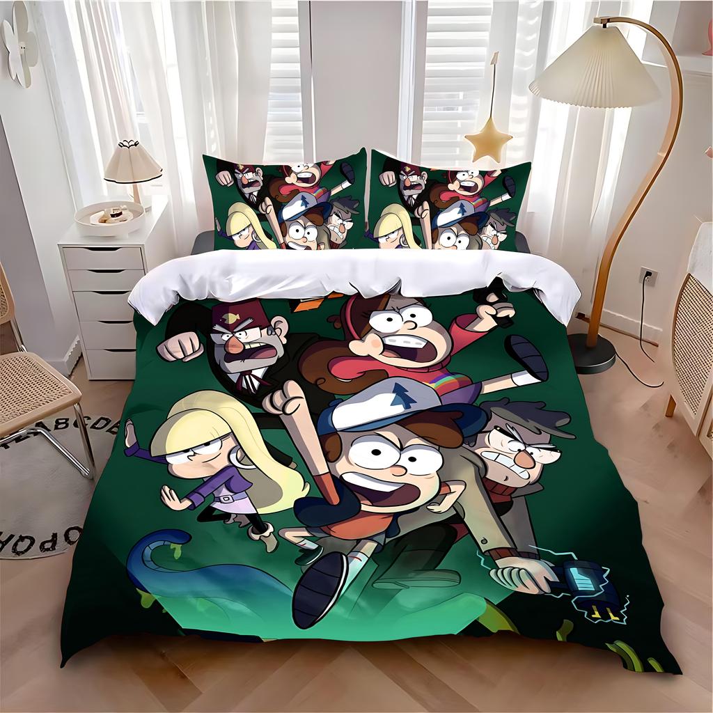 Пододеяльник Наволочка Комплект постельного белья Игра G-Gravities F-Falls Взрослый Мальчик Девочка Украшение Спальни Детский Односпальный Двуспальный Большой Размер