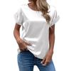 O-Neck Short Sleeve Loose Fit Women T-shirt Solid Color Smooth Satin Tops Streetwear