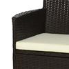 2 Pieces Outdoor PE Rattan Dining Chairs Set with Cushion, Garden Armchair with Armrests, High Backrest, Metal Frame Patio Wicker Furniture, Coffee