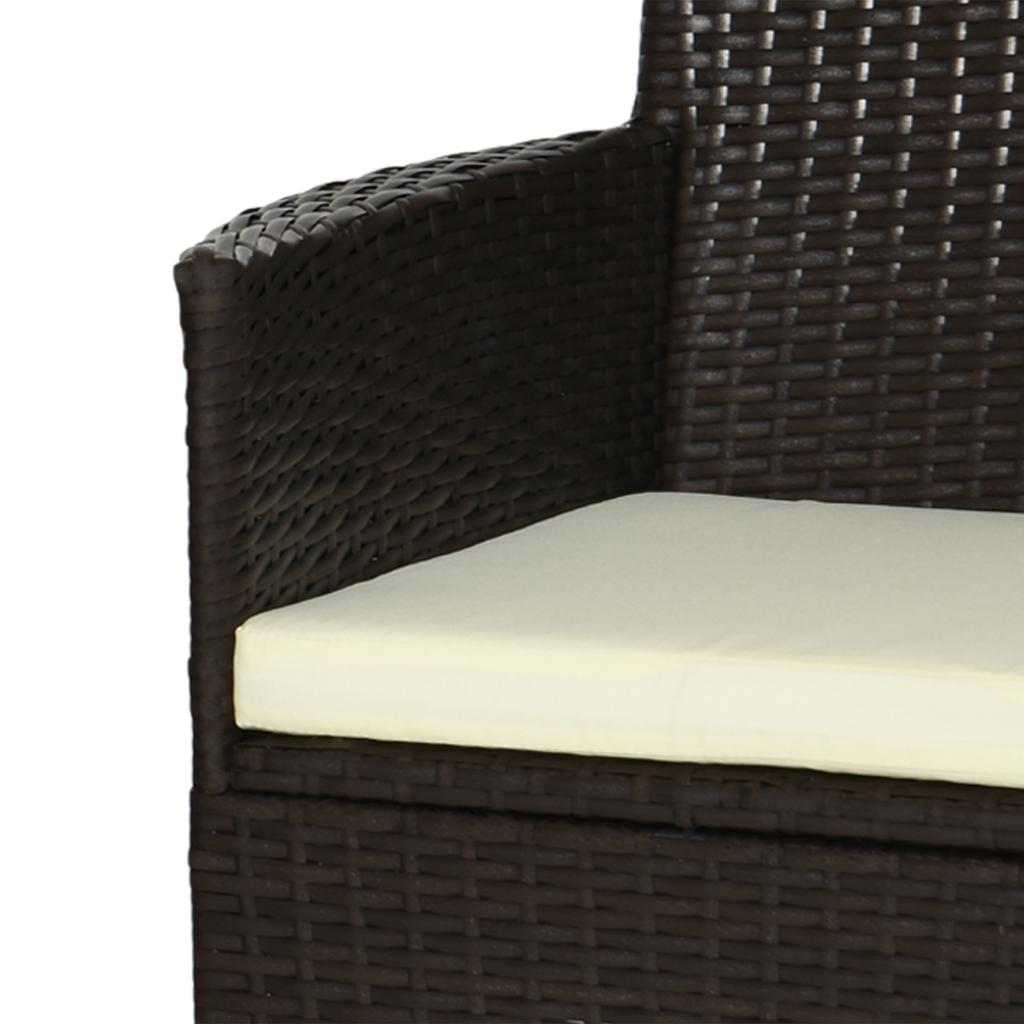 2 Pieces Outdoor PE Rattan Dining Chairs Set with Cushion, Garden Armchair with Armrests, High Backrest, Metal Frame Patio Wicker Furniture, Coffee