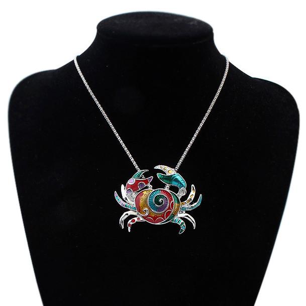 Модный весенне-летний набор ожерелья и серег в виде краба с красочной отделкой капельным маслом