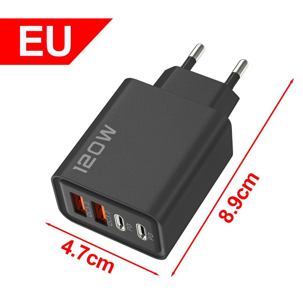Быстрая зарядка PD 120 Вт USB Type C Двойной USB Typec Вилка EU/US/UK Адаптер Quick Charge 3.0 для Samsung IPhone Xiaomi Google Универсальный