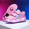 Kids & Adults USB Charging Light-Up Roller Shoes with Hidden Wheels