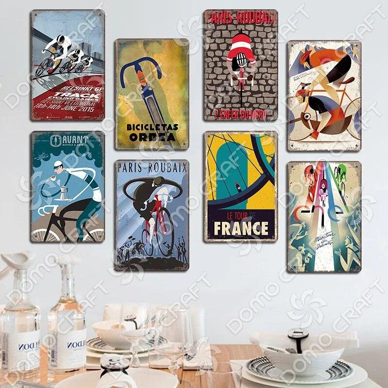 Велосипедная табличка, металлическая жестяная вывеска, велосипедные гонки, винтажный металлический плакат, настенный художественный декор для велосипедного клуба, гаража, человека, пещеры