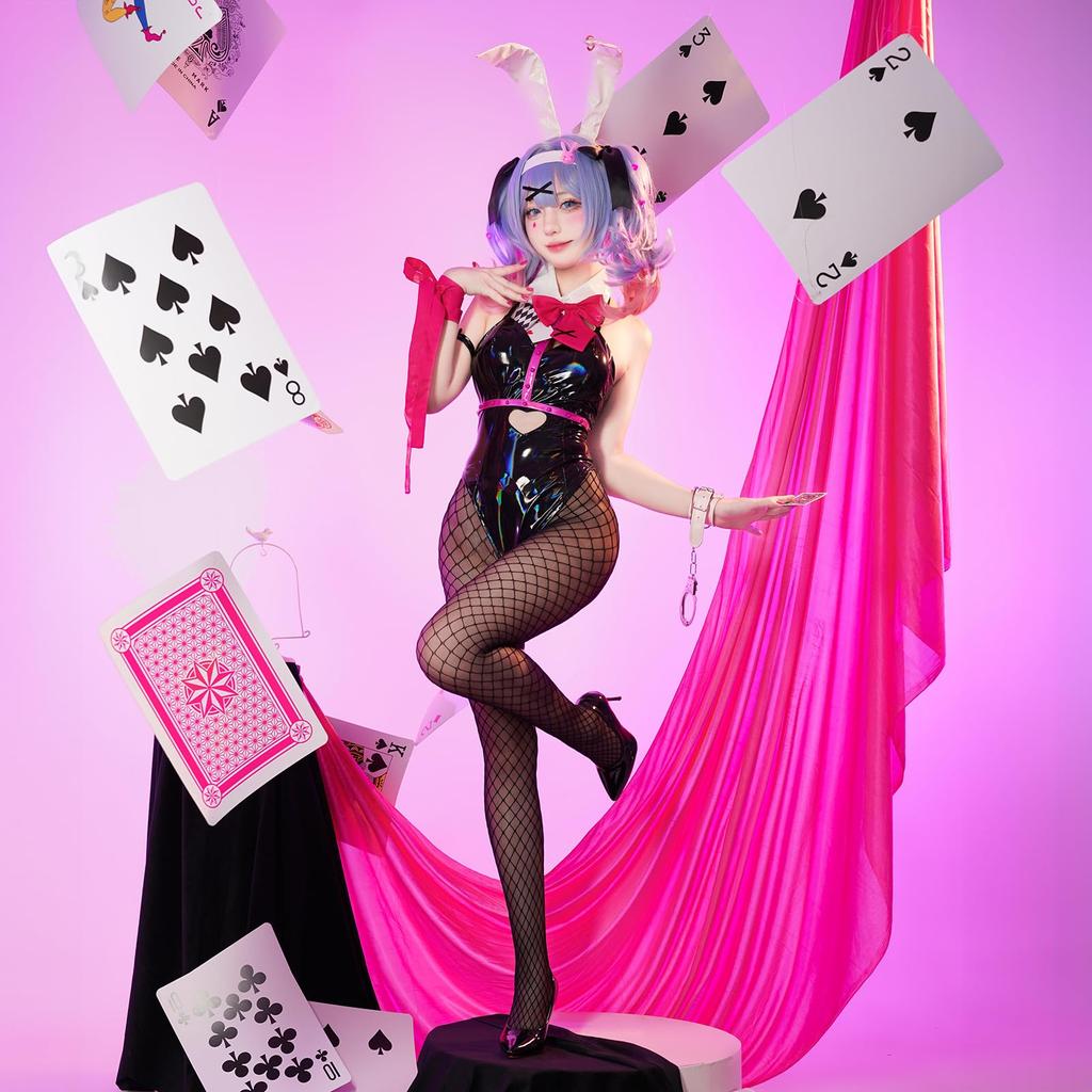 [Milky Time] Косплей Хатсунэ Мику на Хэллоуин, Костюм Девушки-Кролика, Кроличья Нора с париком (M)