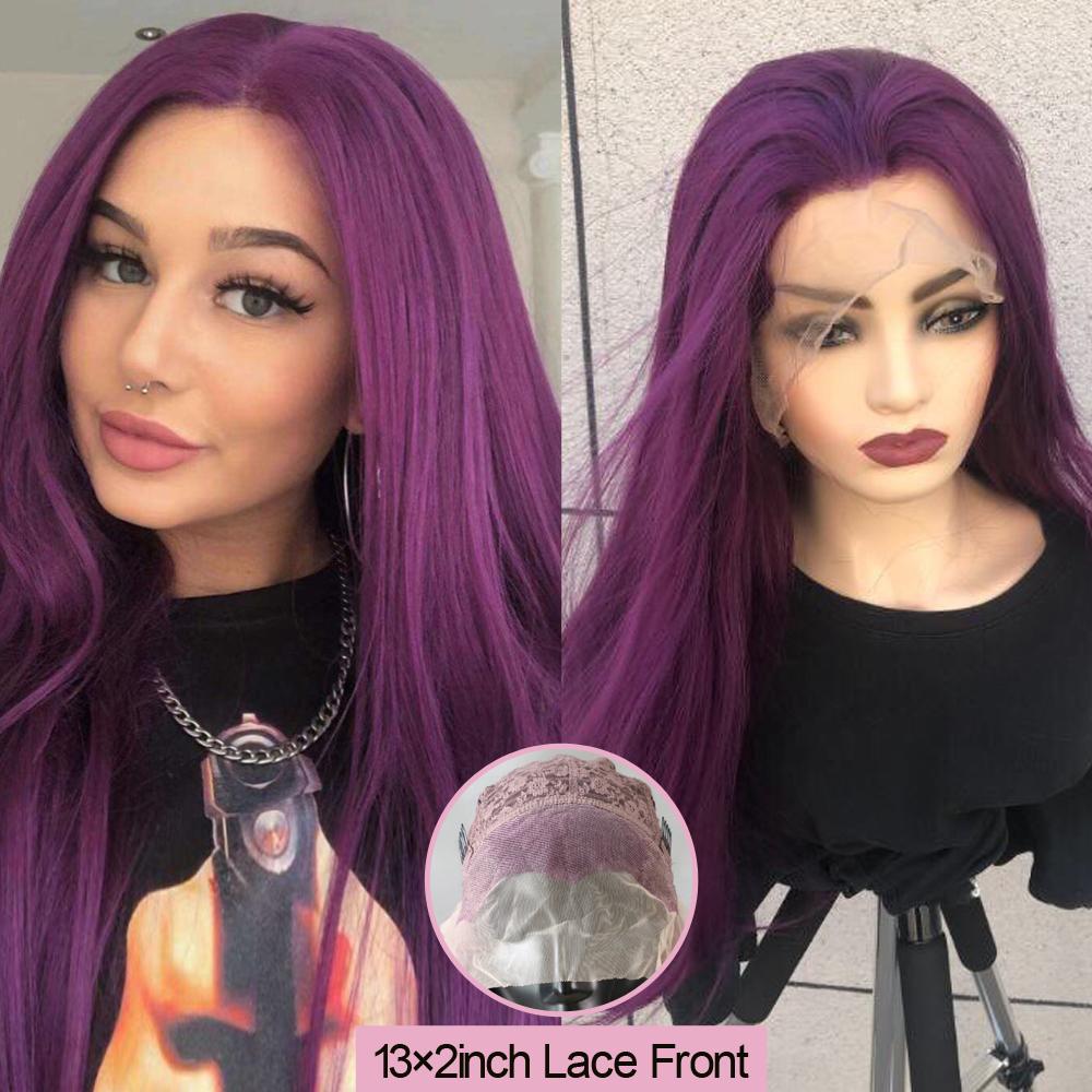 Sivir синтетический фиолетовый кружевной бразильский парик длинные прямые парики для женщин средняя часть волос вечерние/ежедневные/косплей термостойкое волокно