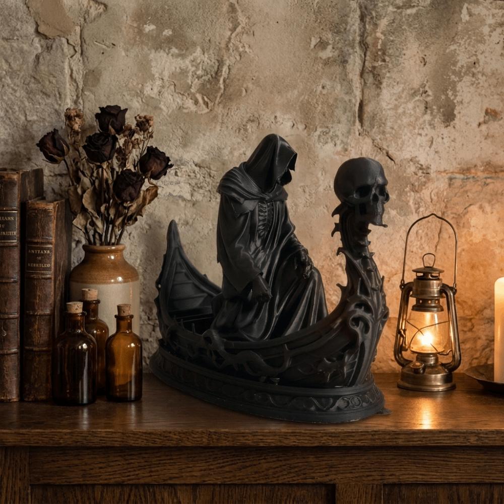 Resin Ferryman Sculpture Lightweight Death God Decoration Grim Reaper Statue Desk Decor