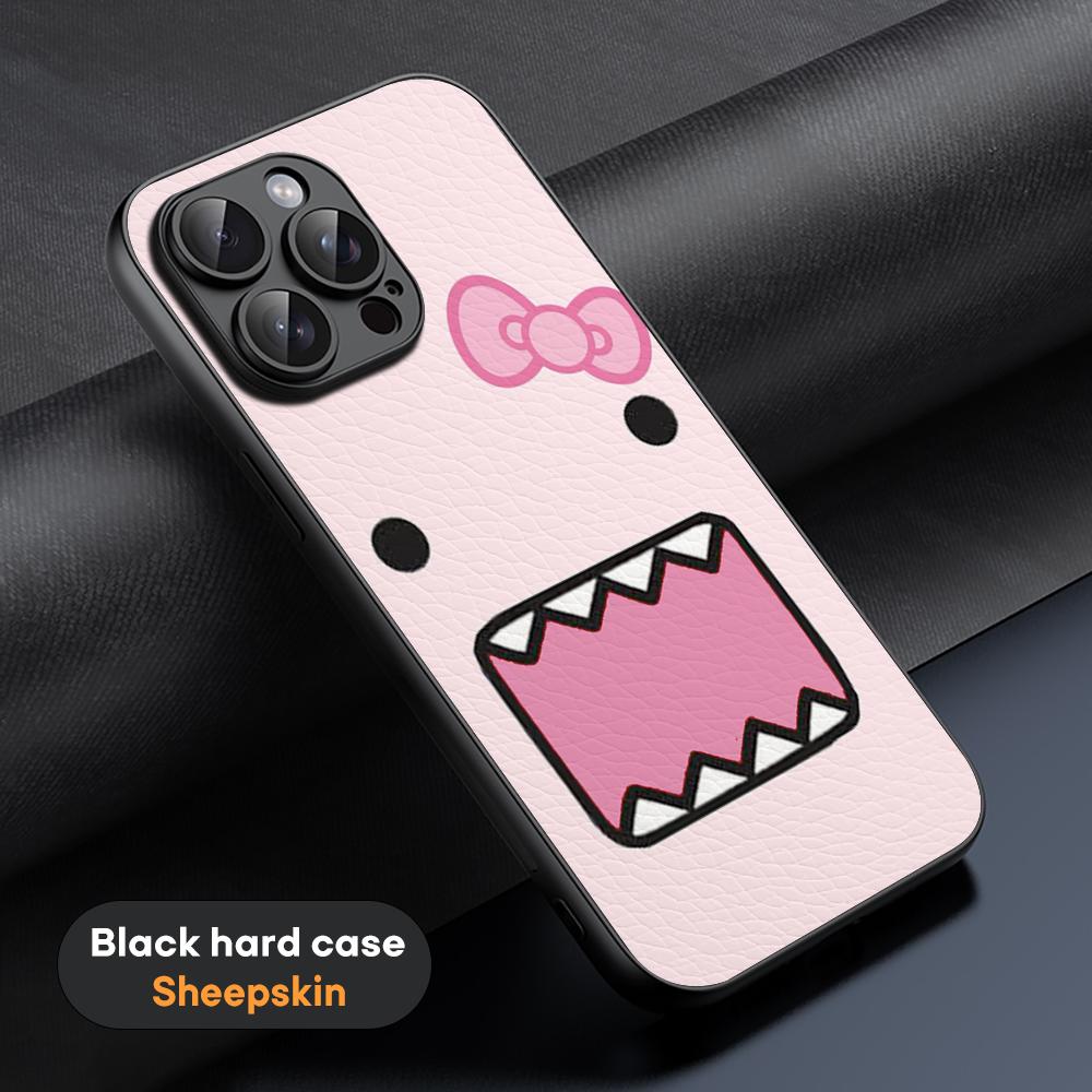 Domo kun cute cartoon anime pattern Phone Case For iPhone 16 15 14 13 12 11 Plus Pro Max Limited Black hard case Sheepskin