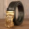 Crocodile Pattern Men's Cowhide Belt Personality Faucet Retro Dragon Claw Automatic Buckle Leather Belt Pant Belt