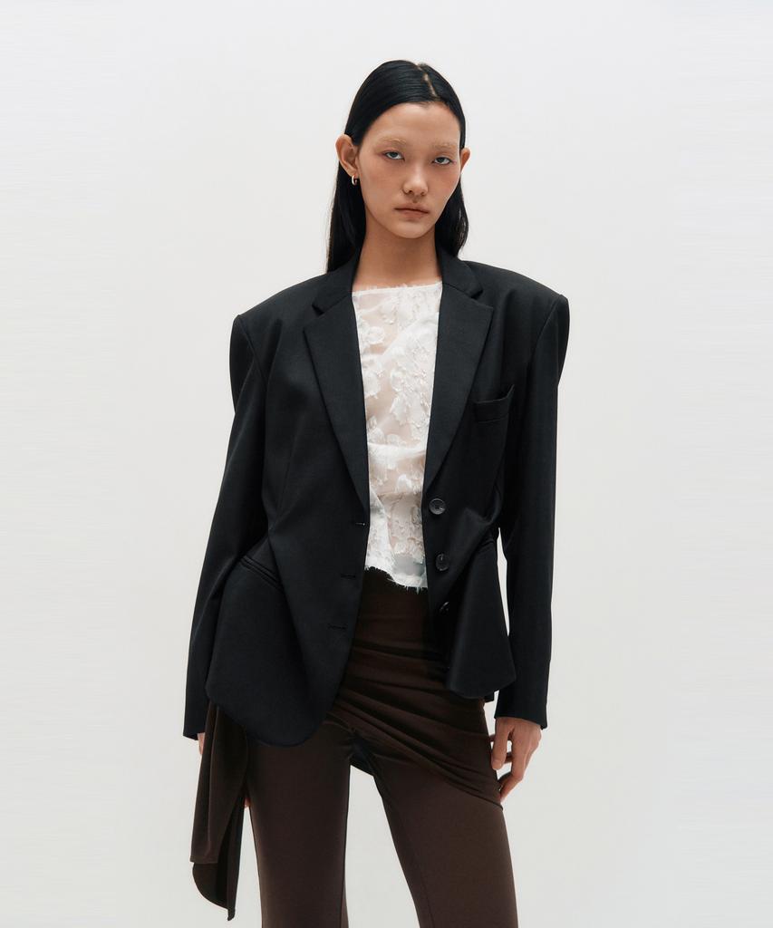 Kimzisu Dozi - Pinched Oversize Tailored Jacket _ Black