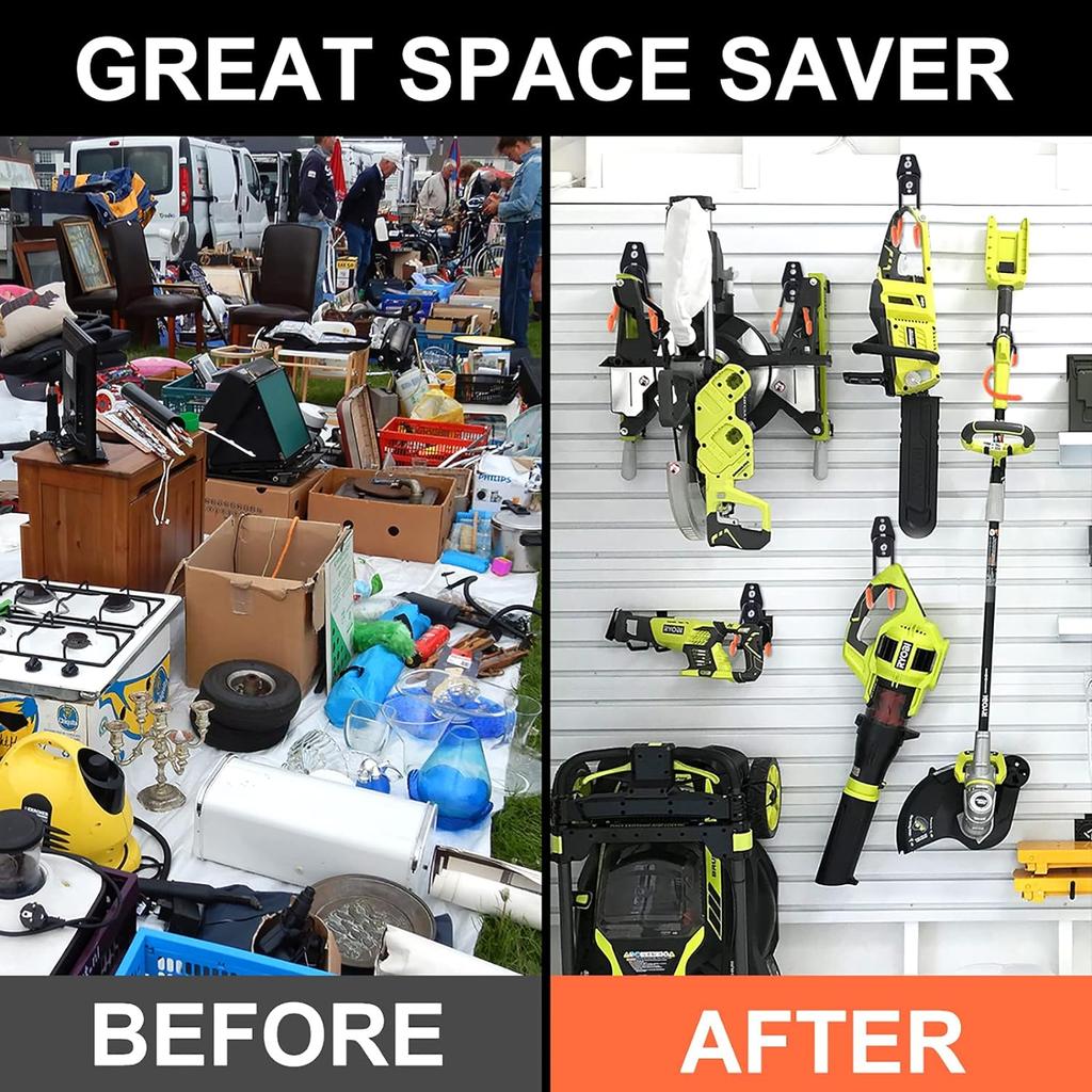 Модернизированный набор из 16 гаражных крючков, двойных, с держателем для швабры и щетки, настенный крючок, инструменты для хранения в гараже, электрические и садовые инструменты, лестницы, велосипедные инструменты (оранжевый)