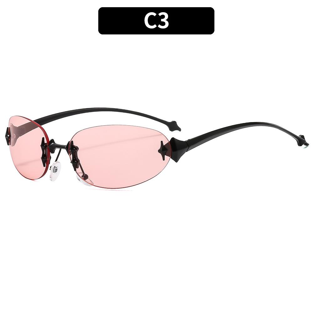 Women's Sunglasses, Star Rimless Sunglasses, Men's and Women's Retro Oval Sunglasses.