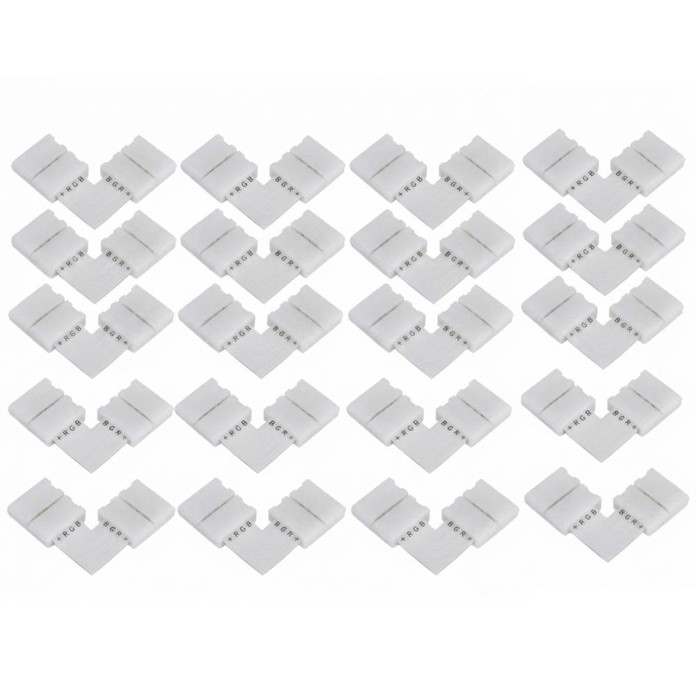 20PCS 4 Pin LED Strip Connector 10mm LED Strip Adapter Light Strip Adapter Corner Connection