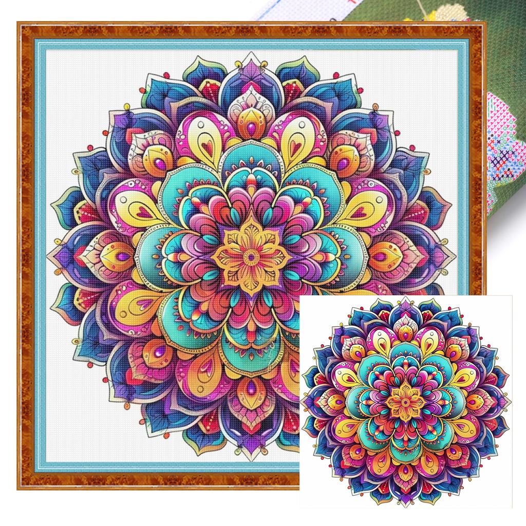 Мандала Полный 11CT DIY Набор для вышивания с нанесенным рисунком 40x40 см Печатные наборы для вышивки крестом для начинающих взрослых Домашний декор