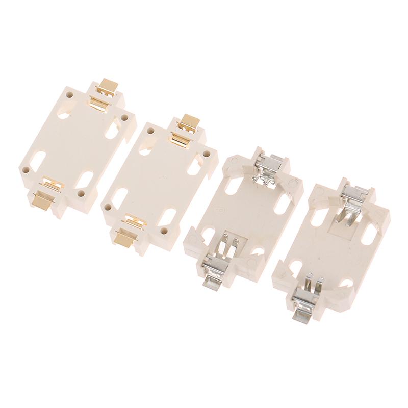 10Pcs White Housing Gold-Plated Tin-Plated Button Battery Holder For Cr2032 Cr2025 Bs-6 Smd Button Battery Holder Socket Cases