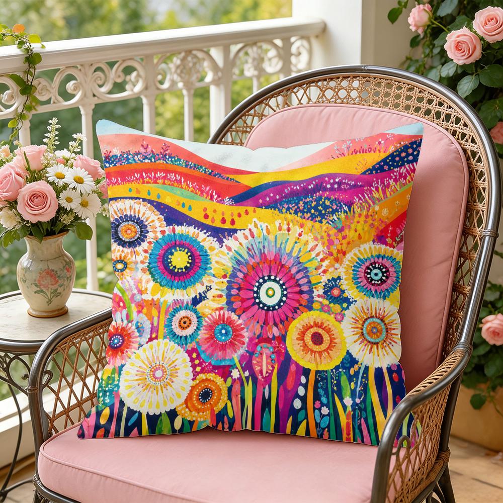 Colorful Floral Pattern Cushion Cover Soft Plush Throw Pillow Cover DoubleSided Decorative Cushion Case Sofa Bedroom Home Decor