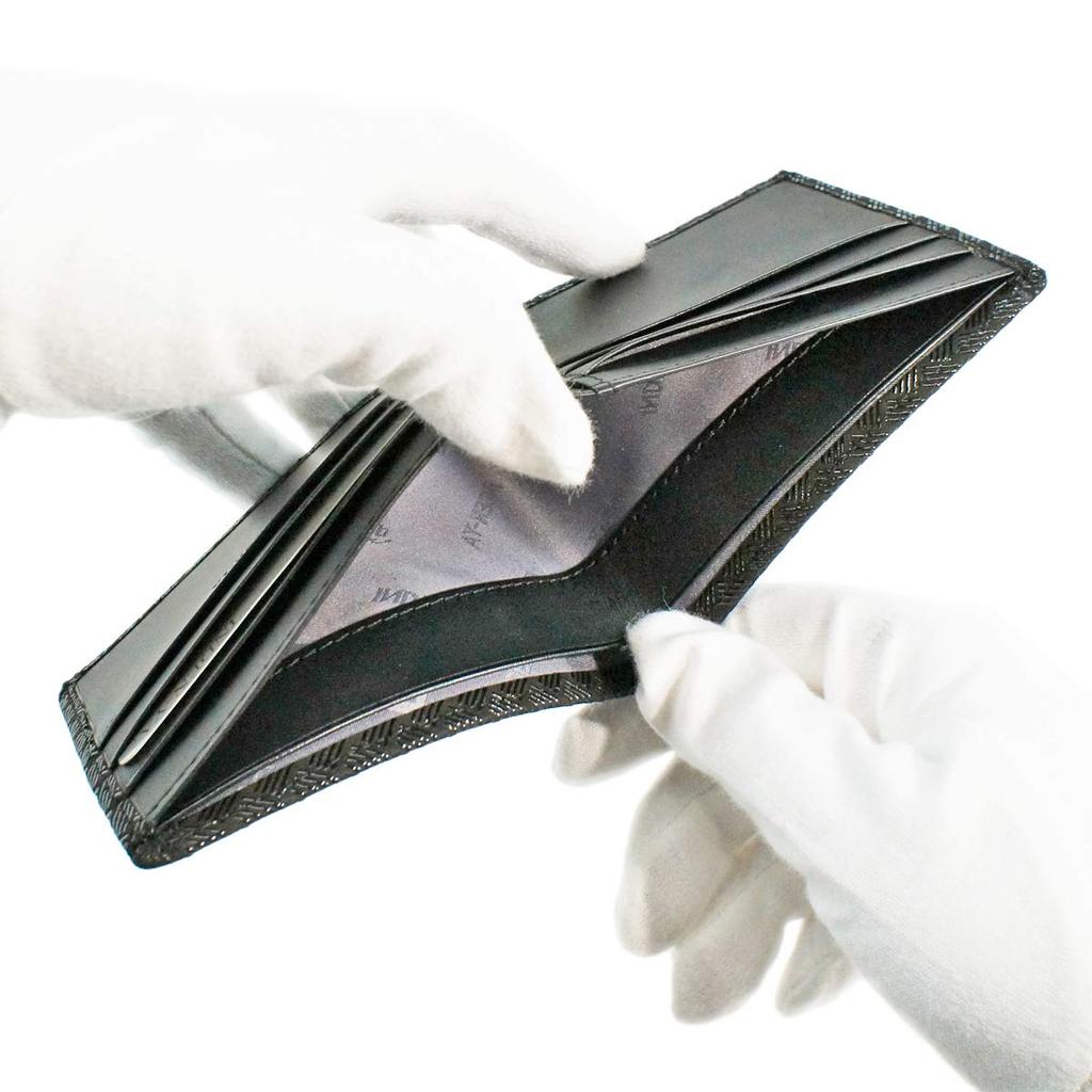 Кошелек Inden Billfold без отделения для монет, черный, с черным плетением Ахиро [Inden-ya], Складной кошелек, I, Карман, Оленья кожа, Лак, Узор, 2005-01-158