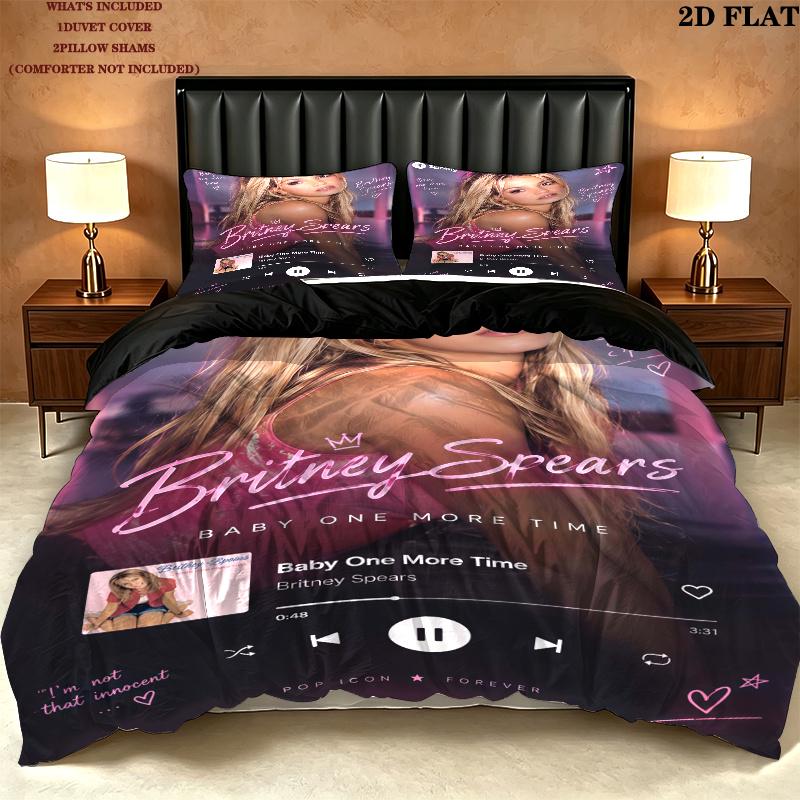 Britney Spears Pattern Bedding Set Quilt Cover Pillowcase Home Decor Gift (1 * duvet cover + 2 * pillowcase, without core)