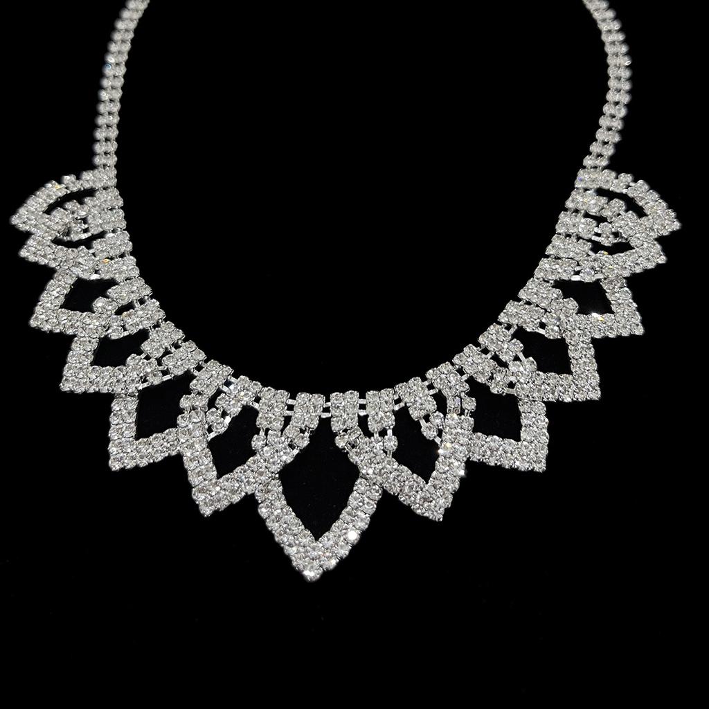 Роскошные супер-флэш-геометрические полые стразы, ожерелье, серьги, комплект свадебных серег, свадебное платье для женщин