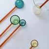 New Creative Glass Milk Spoon Colored Transparent Coffee Dessert Stirring Spoon Long Handle Round Kitchen Tableware Stirrer Rod