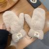 Students Gloves Warm Winter Soft Plush Double Layer Winter Gloves All Fingers Bear Hair Mittens