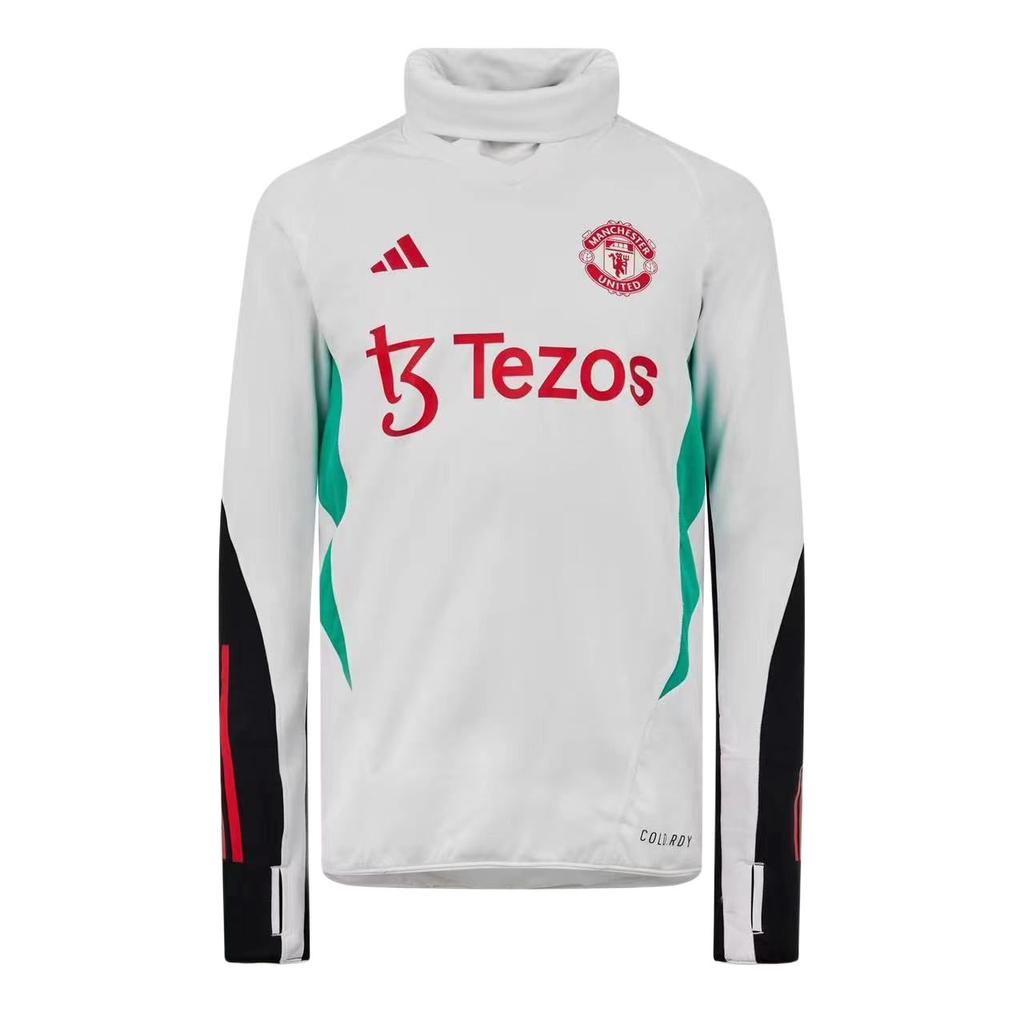 Adidas Футболка мужская флисовая с длинным рукавом Cold.Rdy Manchester United 2324, сезон, повседневная, белая IA7301