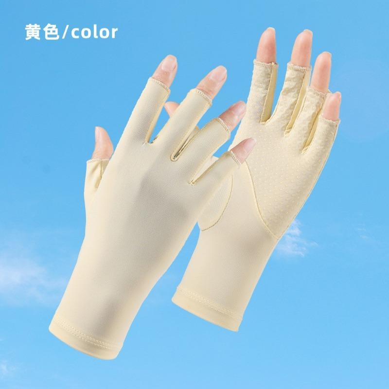 Sunscreen Gloves Manicure Half Finger Ice Silk Women Driving Non-slip Breathable Touch Screen Thin Summer UV Protection Gloves