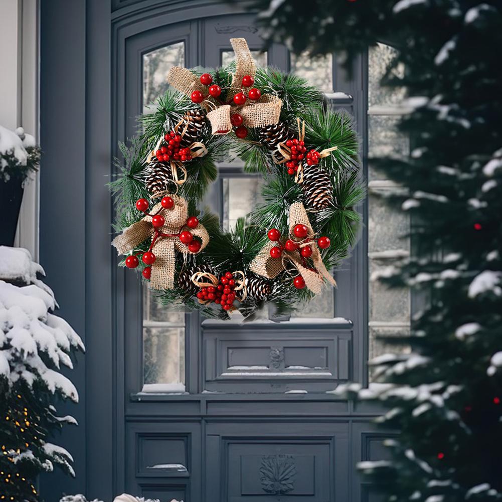2026 Christmas Wreath Front Door Wreath with Lights Window Wall Garland Christmas Decoration Art Wreath Ornaments 20/30/32/40CM
