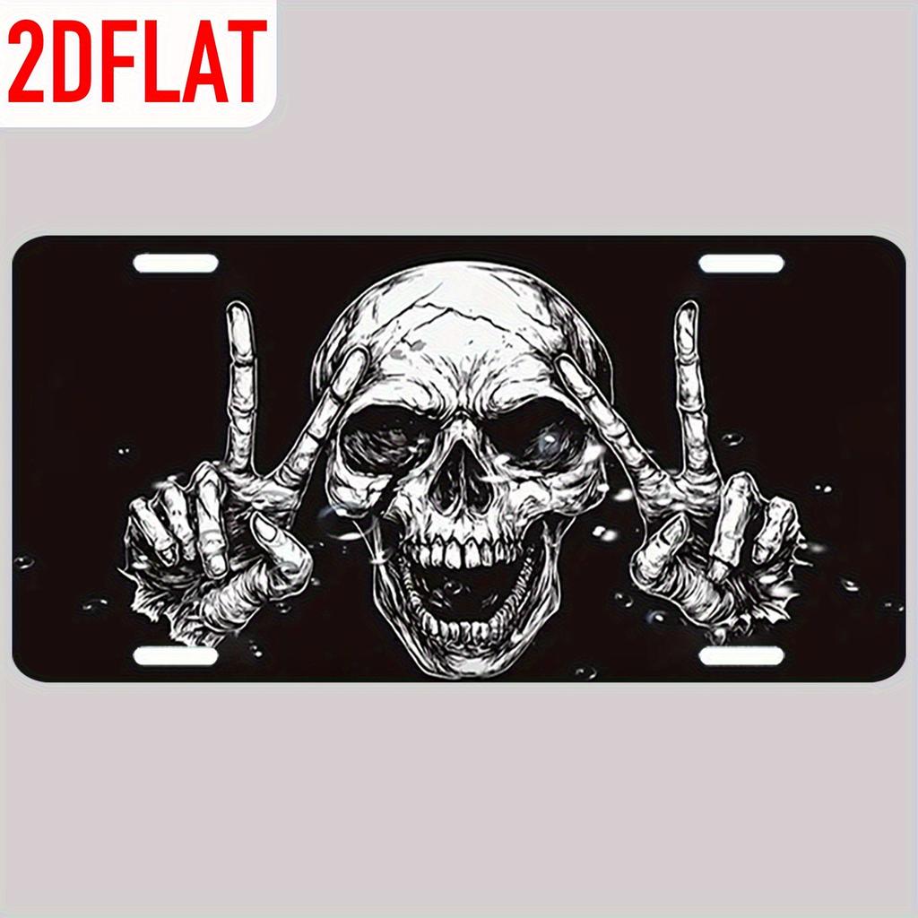 D Flat pc Винтажный Готический Металлический Настенный Декор Знак Прочный РокНа Череп Табличка с Черным Фоном Большой X См f