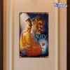1 шт. Металлическая жестяная табличка Disney «Красавица и Чудовище» - Винтажная 20,32x30,48 см Железное настенное искусство со сценой Белль и Чудовища с розой, состаренная