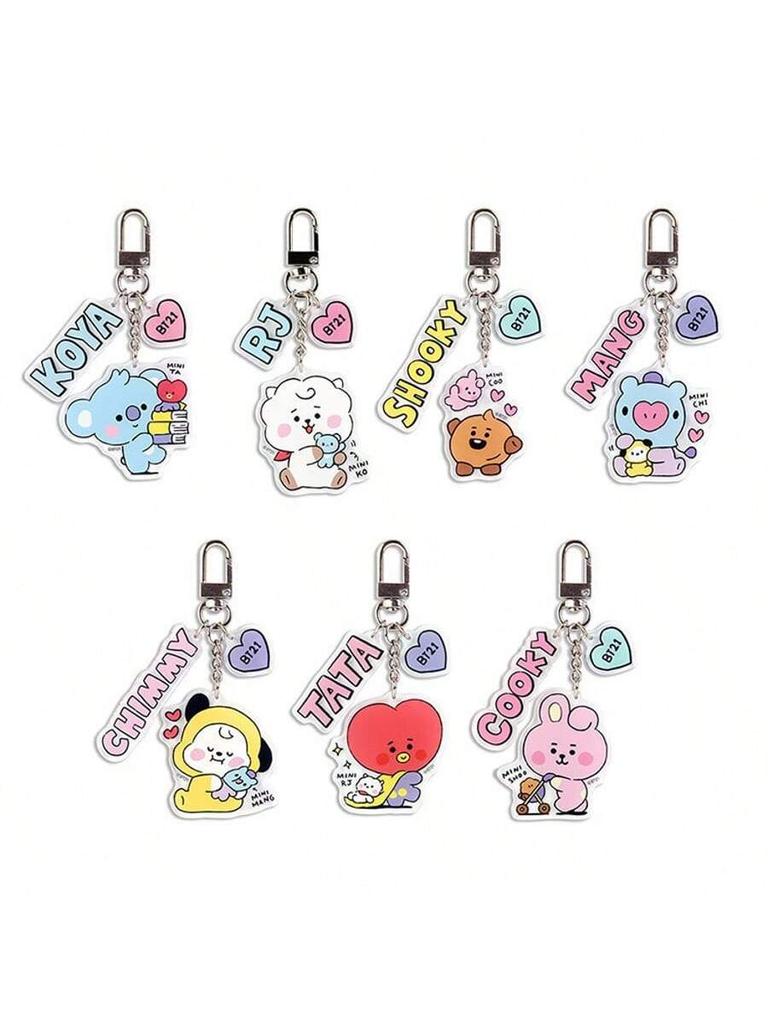 BT21 KPOP Акриловый Мультяшный Брелок, фигурка животного для подвески на сумку, Аксессуары, подарок для фаната ARMY, подарок на день рождения, подарок для пары